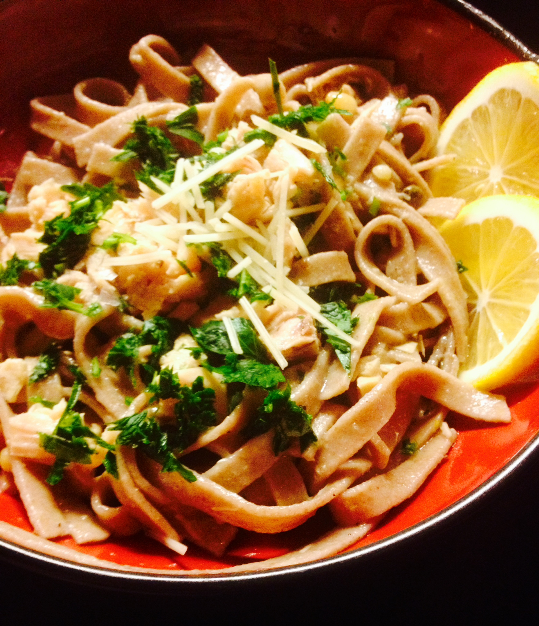 fancy tuna pasta with lemon, capers and pine nuts :: by radish*rose