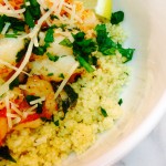 shrimp scampi with white wine, garlic, and oregano