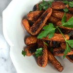 simple roasted carrots with sticky pomegranate glaze