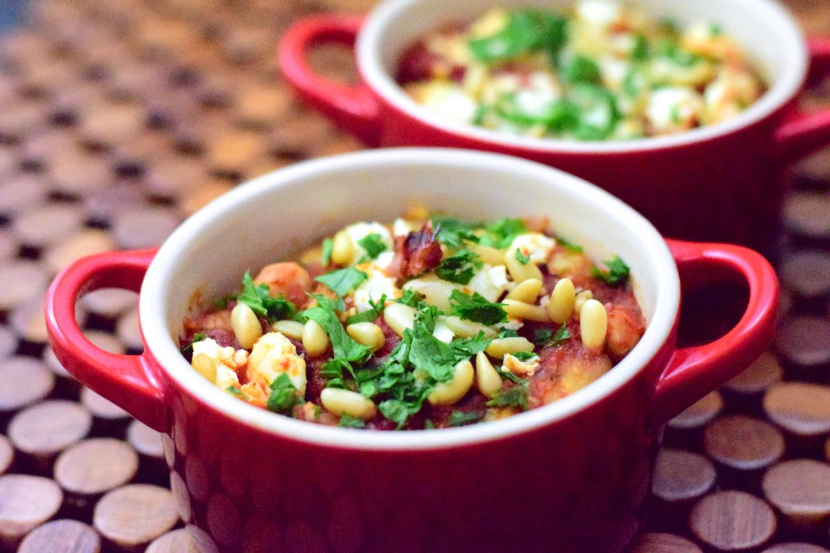 eggplant chickpea bake with feta and pine nuts :: by radish*rose