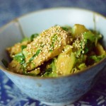 tamari butter tempeh with shredded brussels sprouts