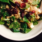 spinach, quinoa, and feta salad with dried cranberries