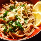 fancy tuna pasta with lemon, capers, and pine nuts