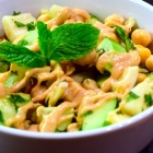 cucumber chickpea mint salad with hearts of palm