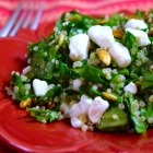 lemony kale quinoa salad with pepitas and goat cheese