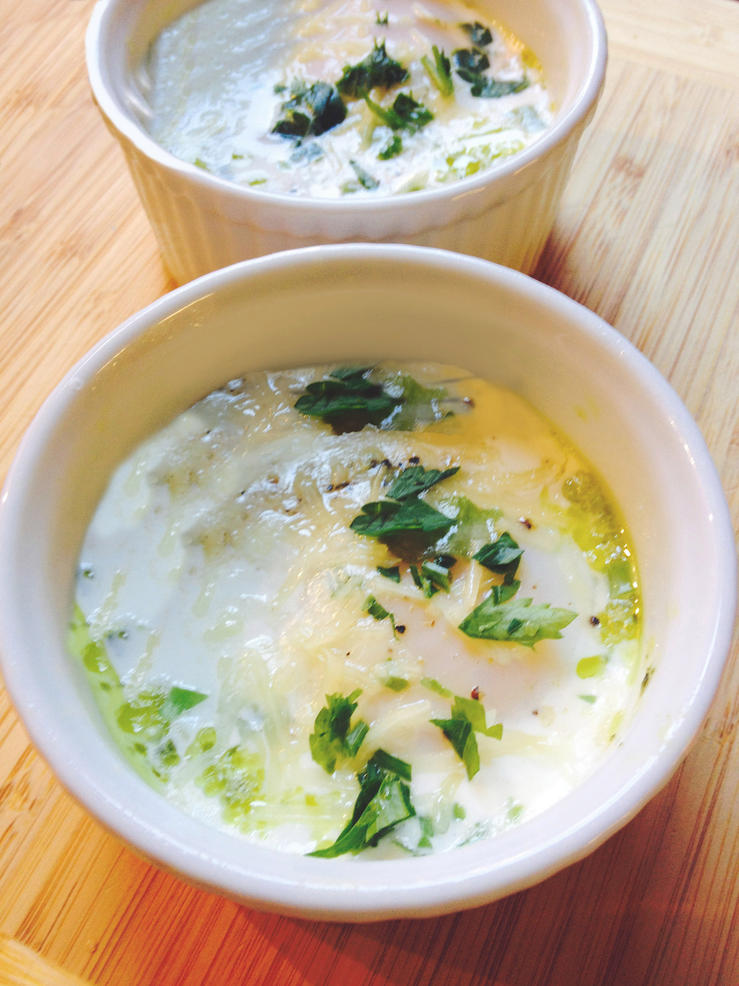 baked eggs with pesto and parmesan :: by radish*rose