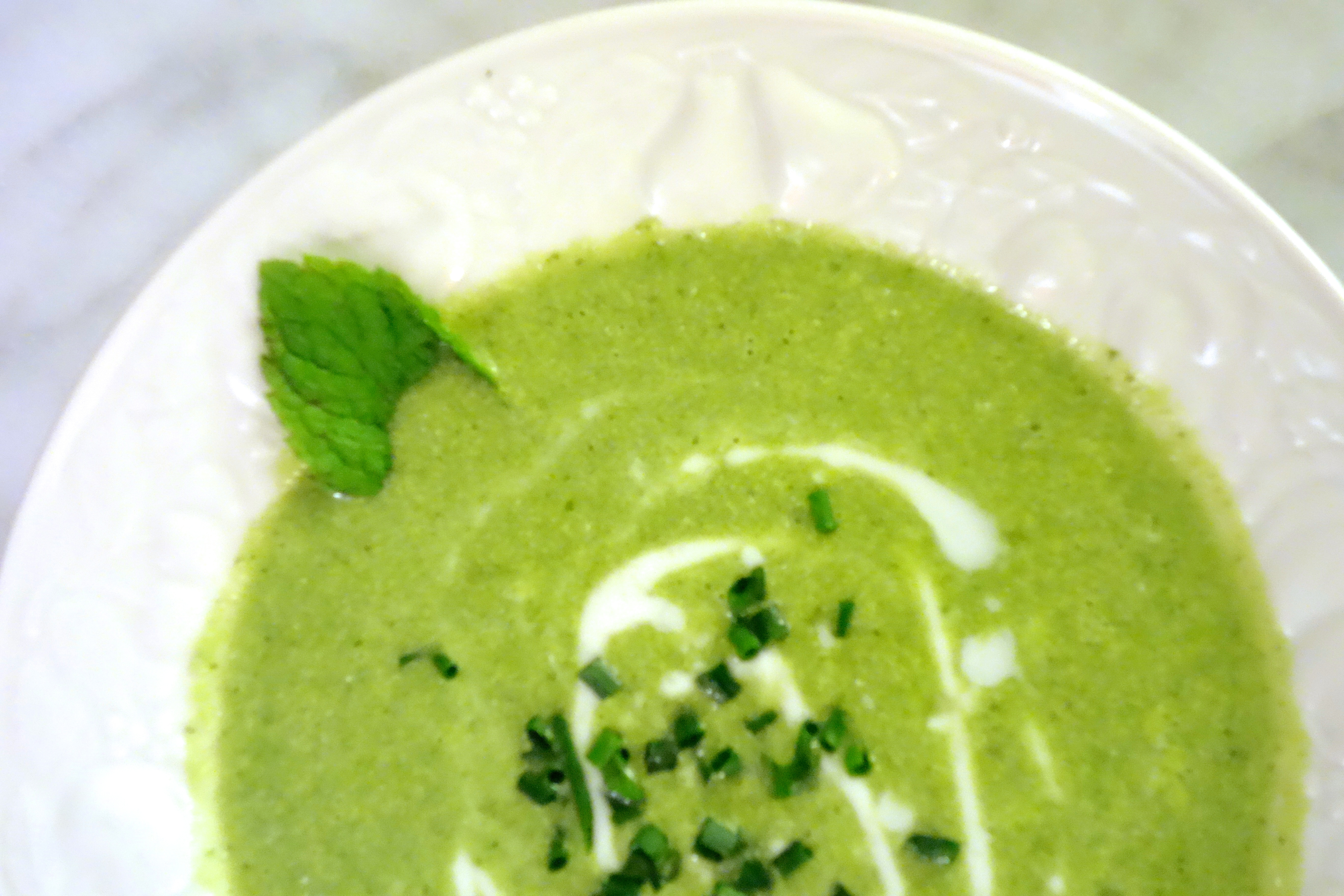 chilled pea soup with mint, tarragon and basil :: by radish*rose