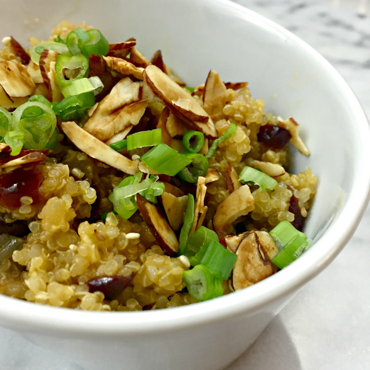 savory quinoa with toasted almonds and dried cranberries :: by radish*rose